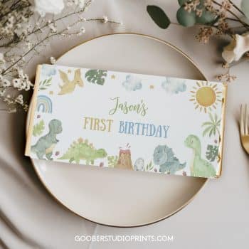 Cute Dinosaur Birthday Chocolate Bar Wrappers