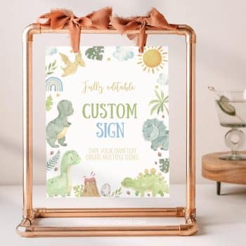Cute Dinosaur Birthday Custom Sign