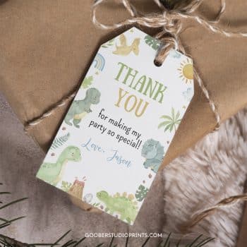 Cute Dinosaur Birthday Thank You Tag
