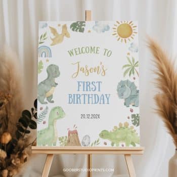 Cute Dinosaur Birthday Welcome Sign