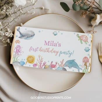 Oneder The Sea Birthday Chocolate Bar Wrappers