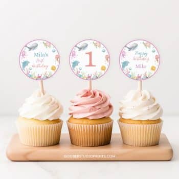 Oneder The Sea Birthday Cupcake Toppers