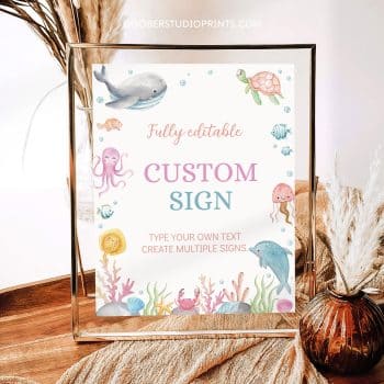 Oneder The Sea Birthday Custom Sign