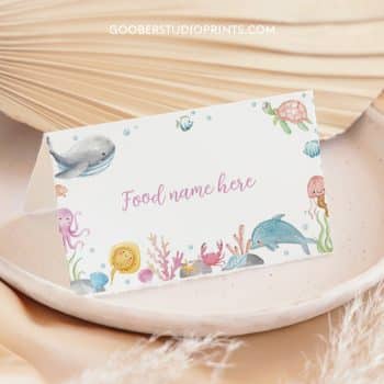 Oneder The Sea Birthday Food Tent Cards