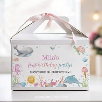 Oneder The Sea Birthday Gable Box Label