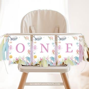 Oneder The Sea Birthday Highchair Banner