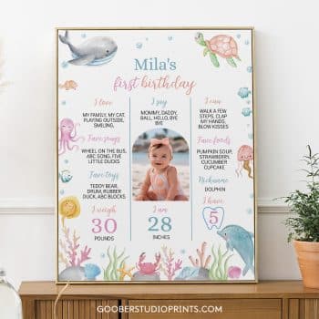 Oneder The Sea Birthday Milestone Photo Poster