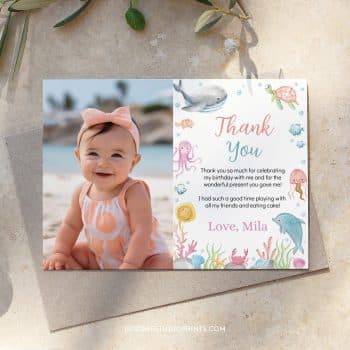 Oneder The Sea Birthday Thank You Card
