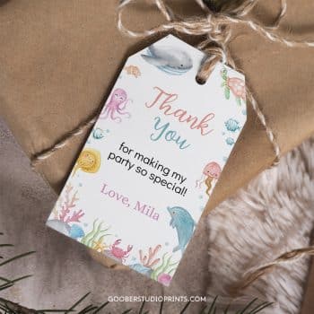 Oneder The Sea Birthday Thank You Tag