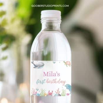 Oneder The Sea Birthday Water Bottle Label