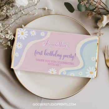 Pastel Daisy Birthday Chocolate Bar Wrappers