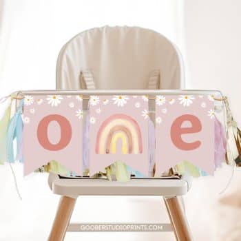 Daisy Rainbow Birthday Highchair Banner