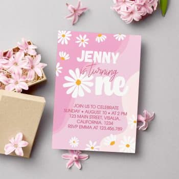 Groovy Daisy First Birthday Invitation