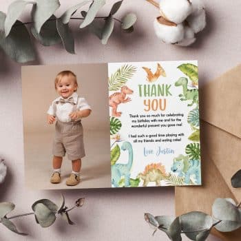 Dinosaur Birthday Thank You Card