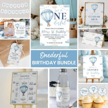 Hot Air Balloon Birthday Invitation Bundle