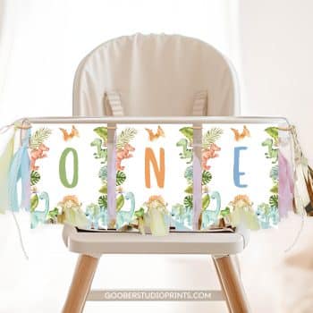 Dinosaur Birthday Highchair Banner