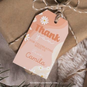 Groovy Daisy Birthday Thank You Tag