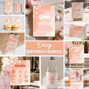 Groovy Daisy Birthday Invitation Bundle