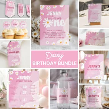 Groovy Daisy Birthday Invitation Bundle