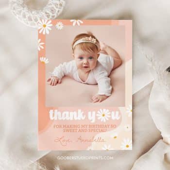 Groovy Daisy Birthday Thank You Card