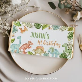 Dinosaur Birthday Chocolate Bar Wrappers