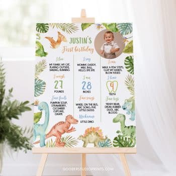 Dinosaur Birthday Milestone Photo Poster