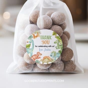 Dinosaur Birthday Thank You Favor Tag
