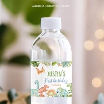 Dinosaur Birthday Water Bottle Label