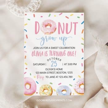 Donut First Birthday Invitation
