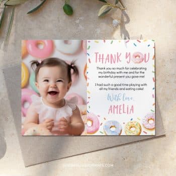 Donut Birthday Thank You Card