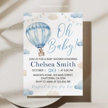 Hot Air Balloon Baby Shower Invitation