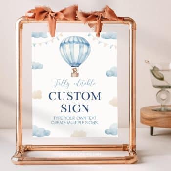 Hot Air Balloon Birthday Custom Sign