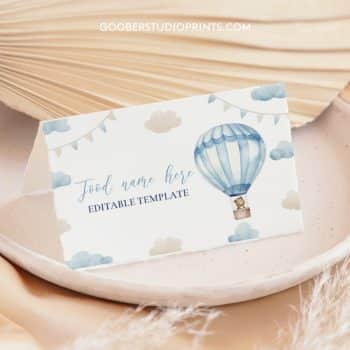 Hot Air Balloon Birthday Food Tent Cards