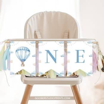 Hot Air Balloon Birthday Highchair Banner