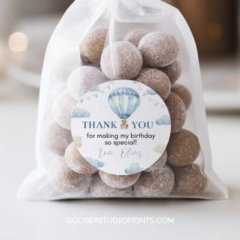 Hot Air Balloon Birthday Thank You Favor Tag