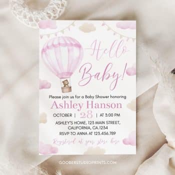 Hot Air Balloon Baby Shower Invitation