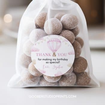Hot Air Balloon Birthday Thank You Favor Tag