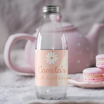 Groovy Daisy Birthday Water Bottle Label