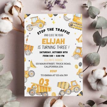 Free Construction Birthday Invitation