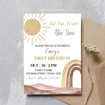 Free First Trip Around The Sun Birthday Invitation