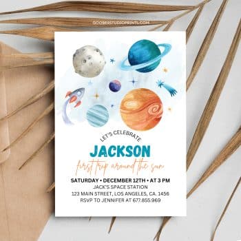 Free Galaxy First Birthday Invitation