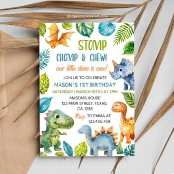 Free Dinosaur Birthday Invitation