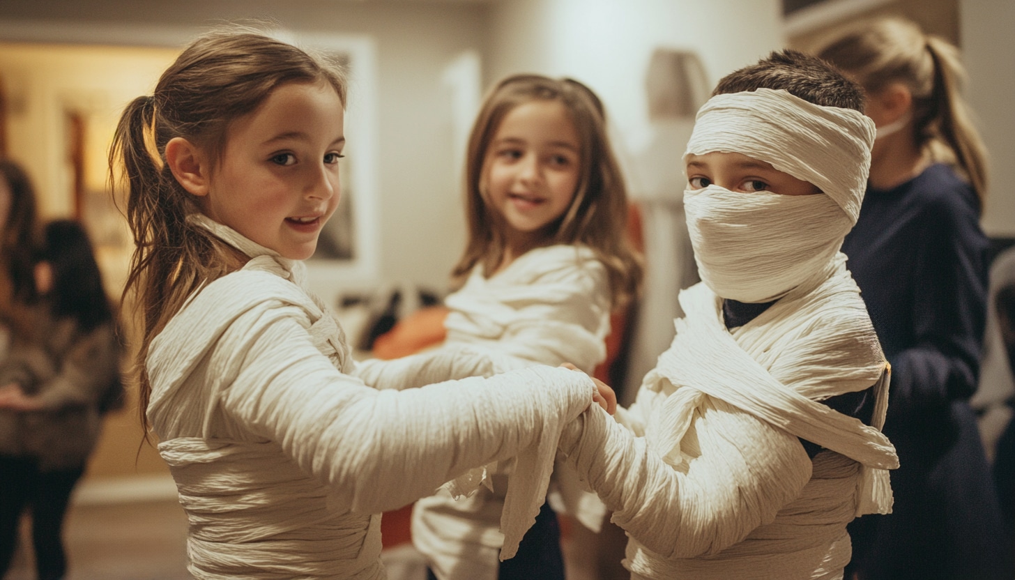 halloween birthday party activities mummy wrap