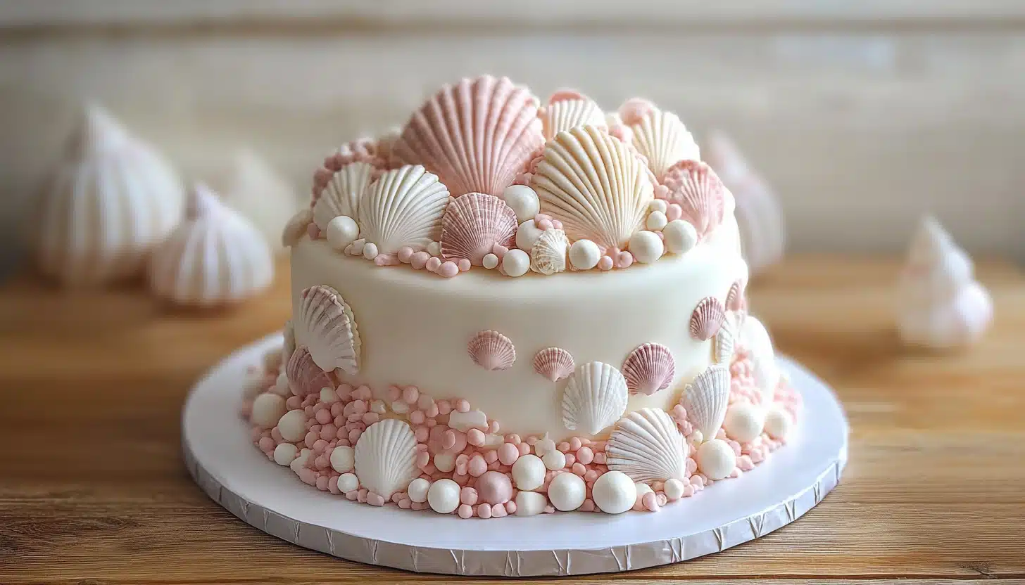 under the sea birthday cake seashell and peral idea