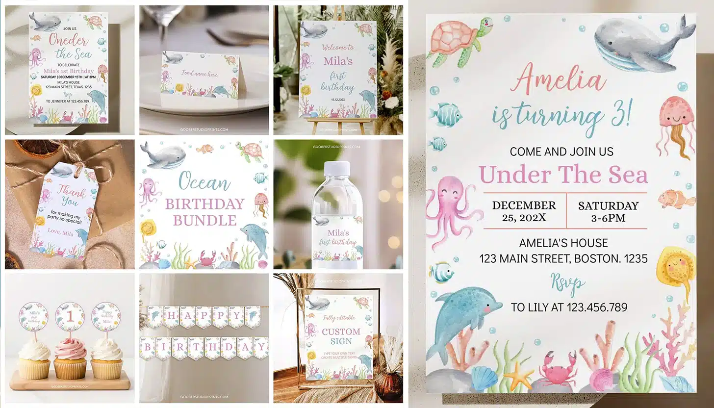 under the sea printable birthday designs