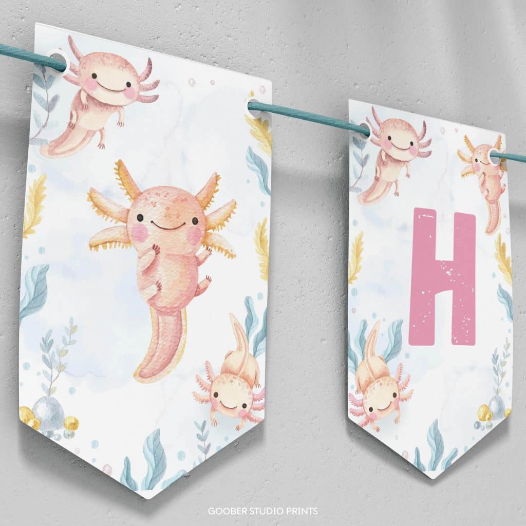 thumbnail image 2 of Axolotl Birthday Party Decorations Pink Axolotl Door Cover... 2 of 12
