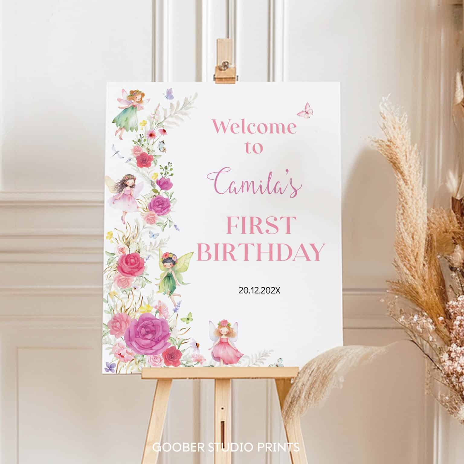 Fairy Birthday Welcome Sign - Goober Studio Prints