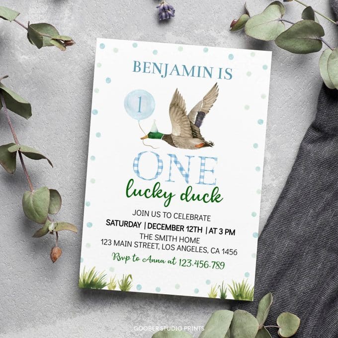 One Lucky Duck Birthday Invitation - Image 3