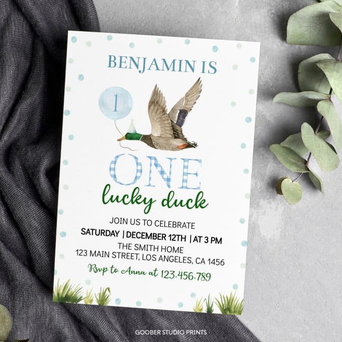 One Lucky Duck Birthday Invitation - Image 4