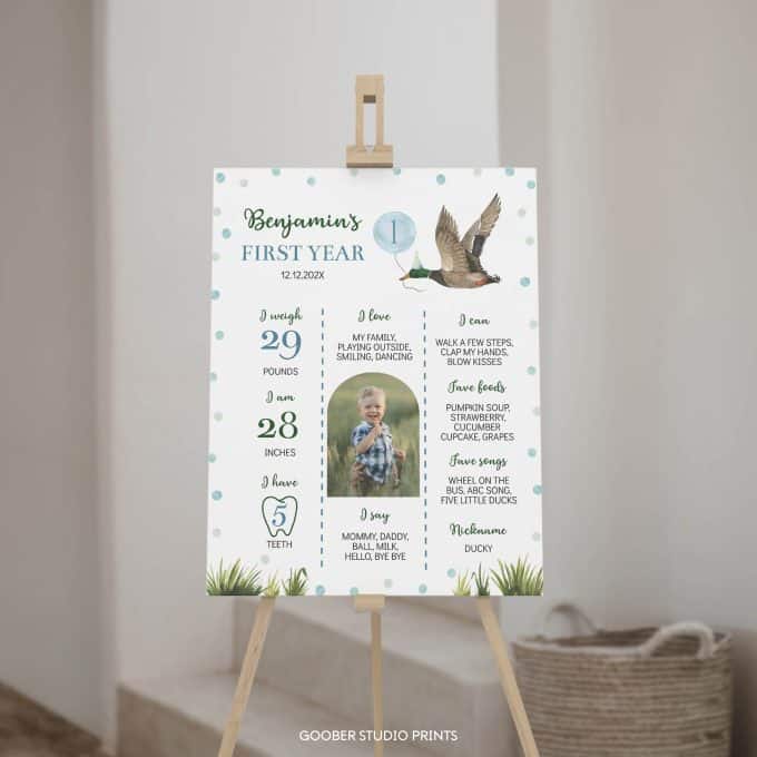 One Lucky Duck Birthday Milestone Photo Poster - Image 4